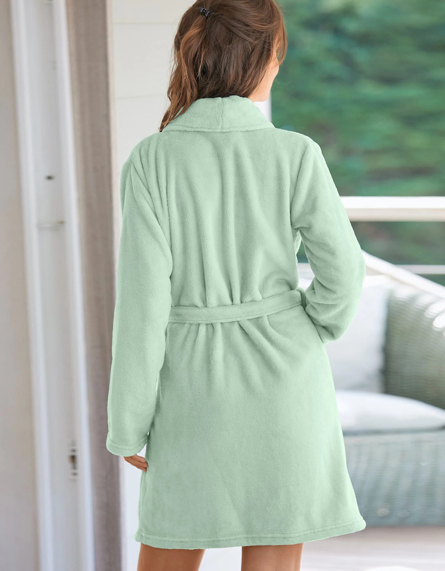 Peignoir Manches Longues Polaire Uni Toucher Peluche Longueur 92 Cm 2 Peignoir Manches Longues Polaire Uni Toucher Peluche Longueur 92 Cm – Image 2