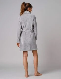 Peignoir Manches Longues Polaire Uni Toucher Peluche Longueur 92 Cm -Élégance Nuit Soldes Boutique 704511 C04 zoomx vue3