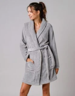 Peignoir Manches Longues Polaire Uni Toucher Peluche Longueur 92 Cm -Élégance Nuit Soldes Boutique 704511 C04 zoomx vue4