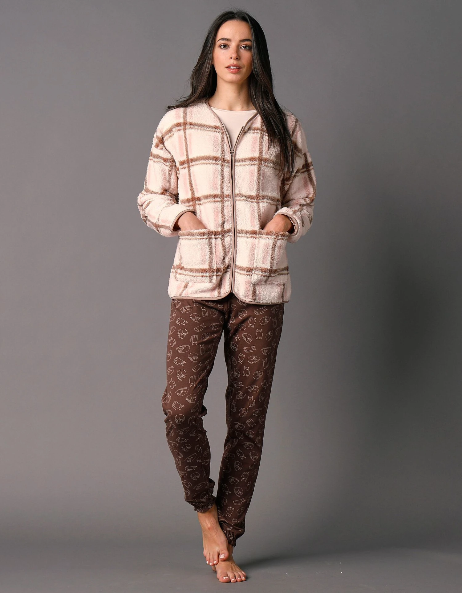 Veste D'intérieur Polaire à Carreaux Zippée 3 Veste D'intérieur Polaire à Carreaux Zippée – Image 3