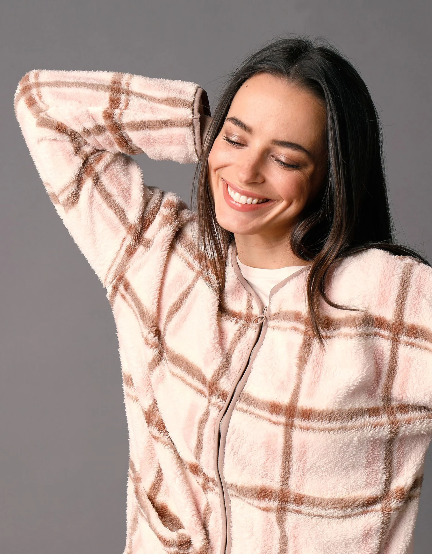 Veste D'intérieur Polaire à Carreaux Zippée 4 Veste D'intérieur Polaire à Carreaux Zippée – Image 4
