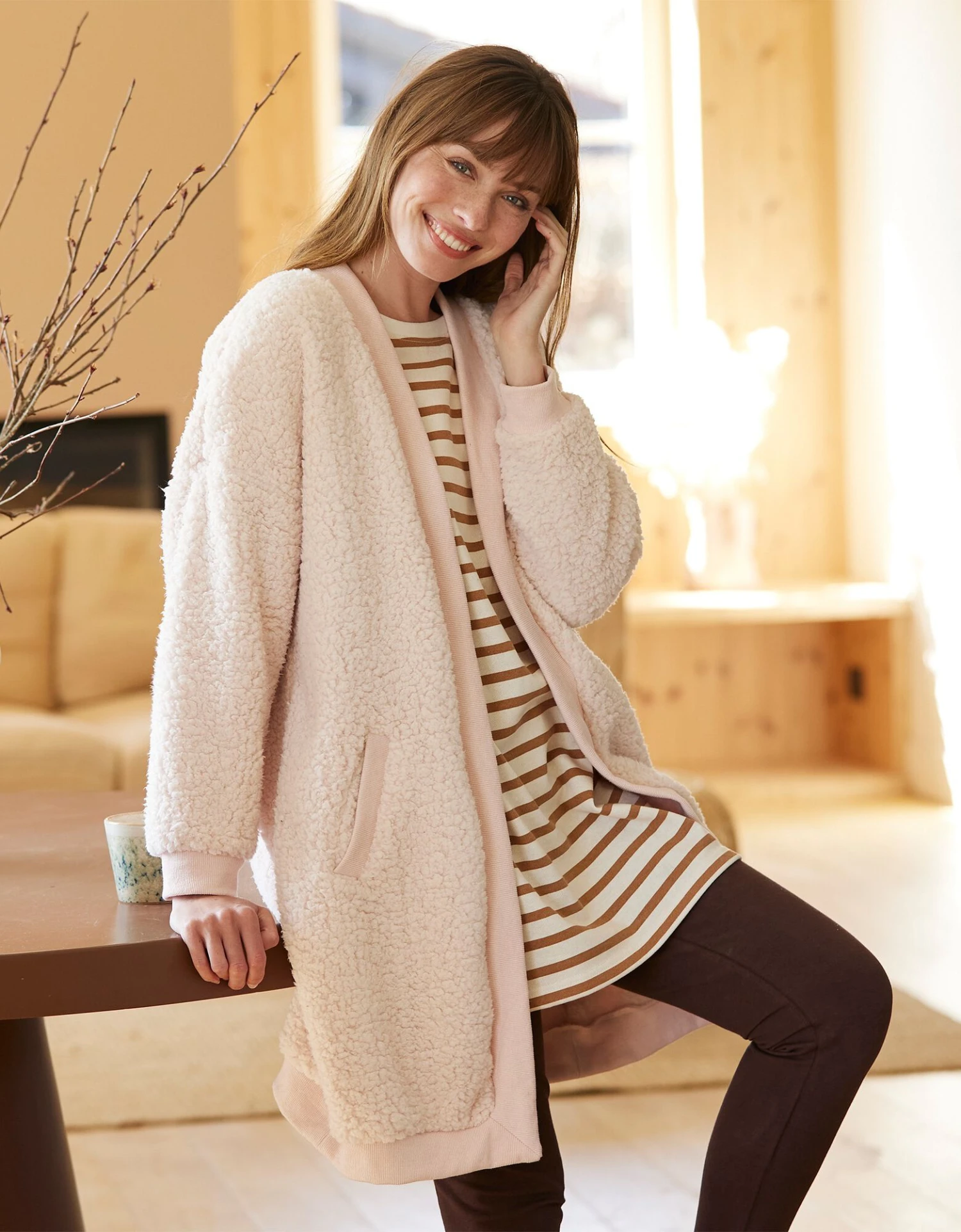 Gilet Long D'intérieur Maille Bouclette 1 Gilet Long D'intérieur Maille Bouclette