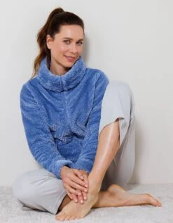 Veste Col Montant Zippé Maille Polaire Texturée