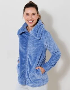 Veste Col Montant Zippé Maille Polaire Texturée -Élégance Nuit Soldes Boutique 704528 C01 zoomx vue4