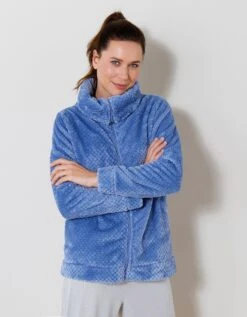 Veste Col Montant Zippé Maille Polaire Texturée -Élégance Nuit Soldes Boutique 704528 C01 zoomx vue5