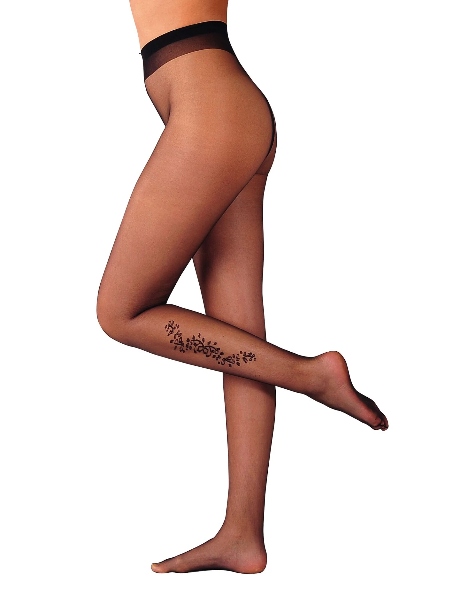 Collant Fantaisie Imitation Tattoo "fleurs" - Lot De 2 1 Collant Fantaisie Imitation Tattoo "fleurs" - Lot De 2