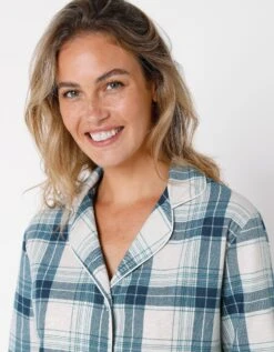 Chemise De Nuit En Pilou Forme Liquette Imprimé Carreaux -Élégance Nuit Soldes Boutique 706153 C01 zoomx vue3