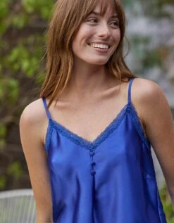 Pyjama Short Uni Satin Et Dentelle, Fines Bretelles -Élégance Nuit Soldes Boutique 706190 C01 zoomx vue4