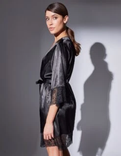 Peignoir Court Satin Et Dentelle -Élégance Nuit Soldes Boutique 706196 C01 zoomx vue6