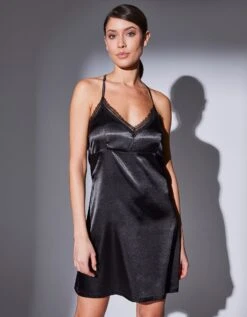 Nuisette Satin Et Dentelle - Col V