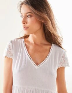 Chemise De Nuit Crépon De Viscose Et Macramé -Élégance Nuit Soldes Boutique 706198 C02 zoomx vue5
