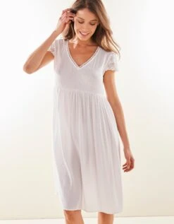 Chemise De Nuit Crépon De Viscose Et Macramé -Élégance Nuit Soldes Boutique 706198 C02 zoomx vue6