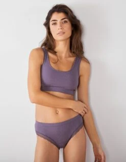 Culotte Forme Midi Maille Côtelée Et Dentelle - Lot De 2 10 Culotte Forme Midi Maille Côtelée Et Dentelle - Lot De 2 -Élégance Nuit Soldes Boutique 707841 C00 zoomx vue5